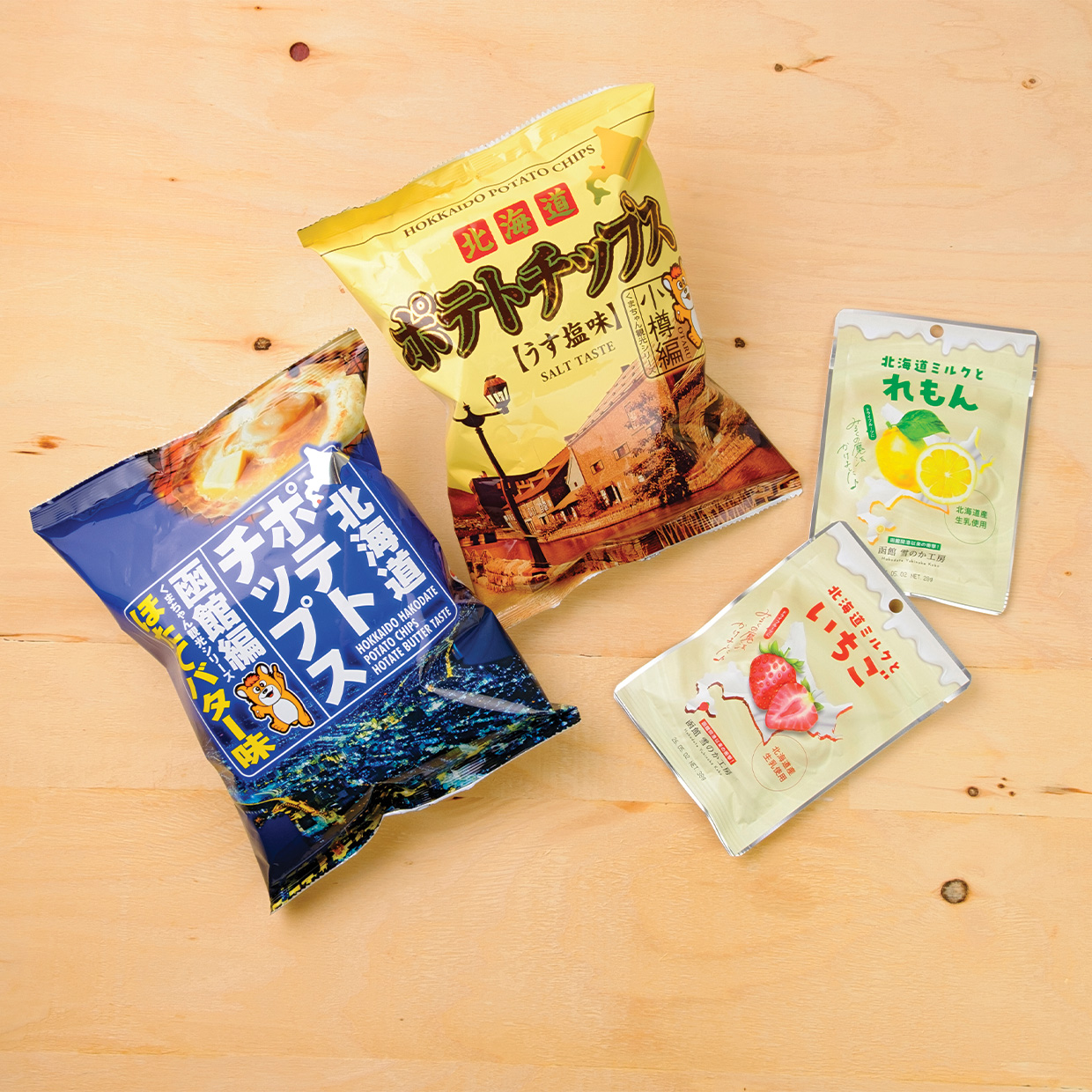 北海道ミルクといちご 北海道ミルクとれもん ポテトチップス小樽編 ポテトチップス函館編